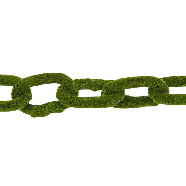 Chain, aluminum, flocked green, 12mm cable. Sold per pkg of 24 inches. image number 0