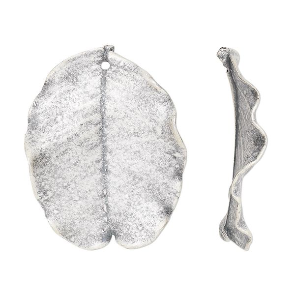 Charm, JBB Findings, sterling silver, 22x20mm-31x26mm matte "Holy Land" carob leaf. Sold individually. image number 0