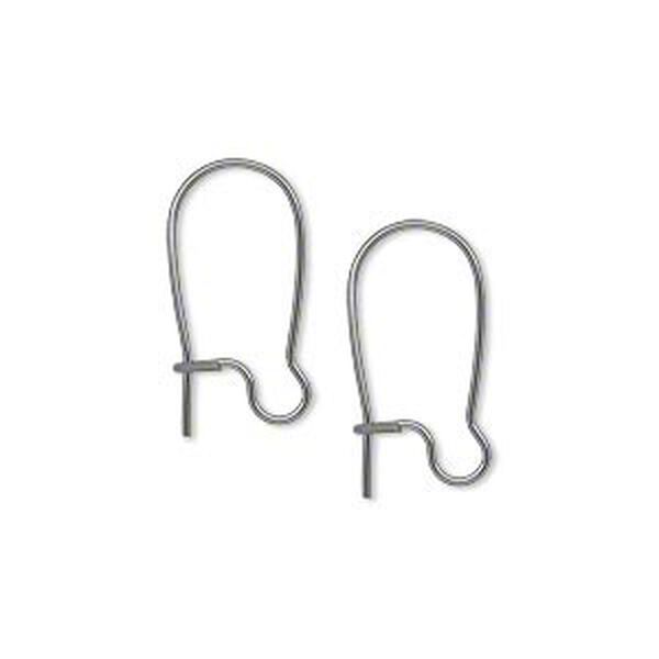 Ear wire, gunmetal-plated brass, 18mm kidney, 21 gauge. Sold per pkg of 50 pairs. image number 0