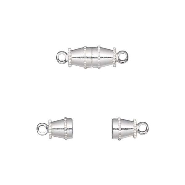 Clasp, magnetic, silver-finished brass, 11x5mm double cone. Sold per pkg of 100. image number 0