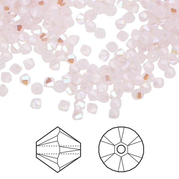 Bead 1440pk rose water opal shimmer, Swarovski® 3mm XILION bicone 5328 image number 0