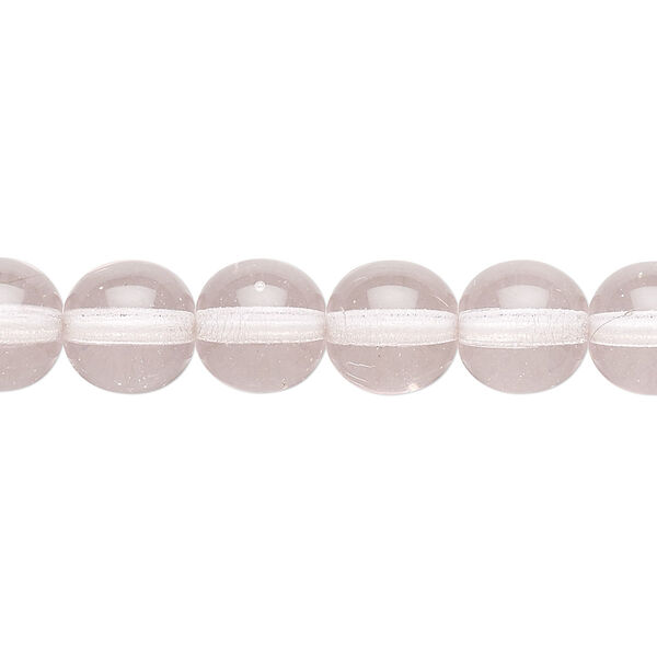 Bead, Czech glass druk, transparent pink, 10mm round. Sold per 15-1/2" to 16" strand. image number 0