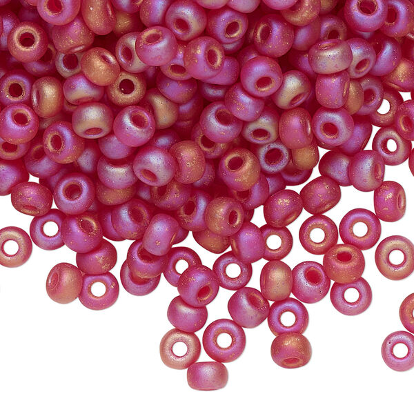 Seed bead, Miyuki, glass, pkg/250g, #6 rocaille, translucent matte rainbow dark cranberry, (RR-141DFR). image number 0