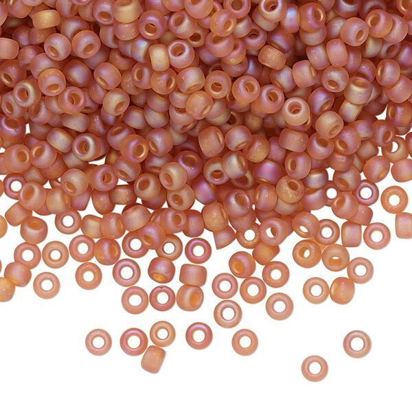 Seed bead, Miyuki, glass, pkg/50g, #8 rocaille, translucent matte rainbow topaz, (RR-133FR). image number 0