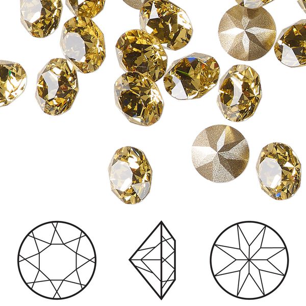 Chaton 144pk dark jonquil foil back, Swarovski® 8.16-8.41mm round SS39 1088 image number 0