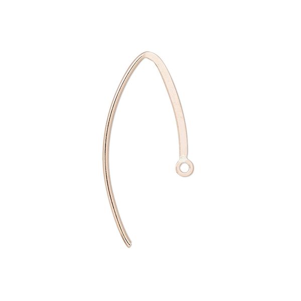 Ear wire 1pkg2 14Kt rose gold-filled, 19mm flat marquise / closed loop, 18 gauge 1 pair image number 0