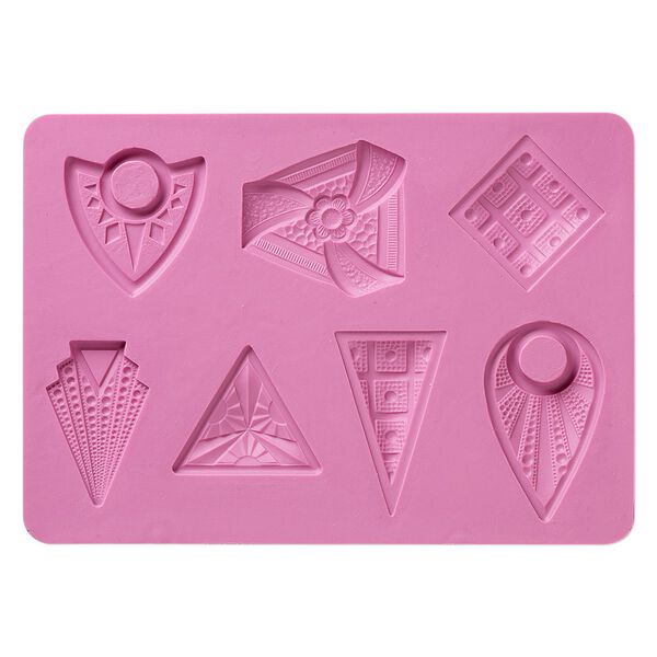 Mold, silicone, fuchsia, 6-1/8 x 4-5/16 x 1/4 inches with 36x36mm-49x49x28mm multi-shape. Sold individually. image number 0