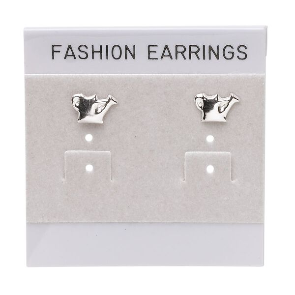 Earring card, flocked plastic, grey and black, 2x2-inch square with "FASHION EARRINGS." Sold per pkg of 100. image number 0