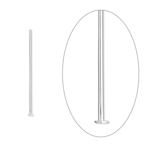 Head pin, sterling silver-filled, 1 inch, 24 gauge. Sold per pkg of 100. image number 0