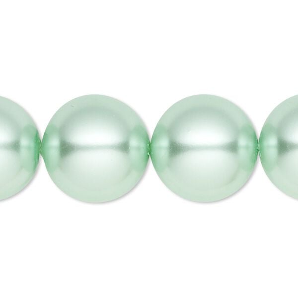 Bead, crystal pearl, light green, 16mm round. Sold per 15-1/2" to 16" strand, approximately 25 beads. image number 0