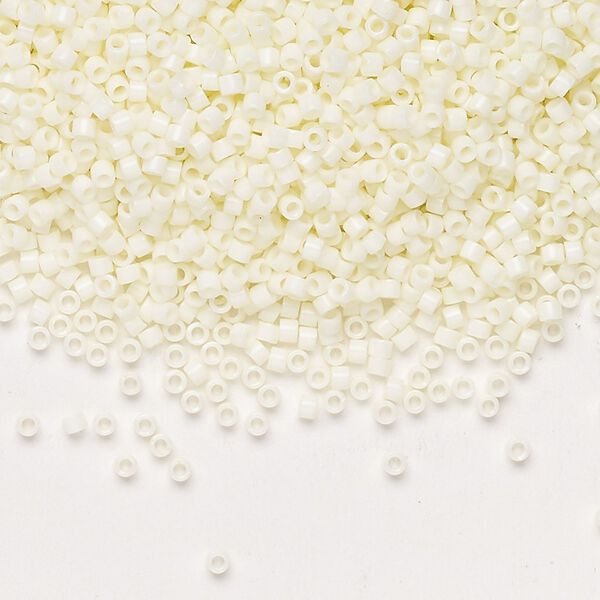 Seed bead, Miyuki Delica®, glass, pkg/50g, #11 round, opaque matte glazed luster light alabaster. image number 0