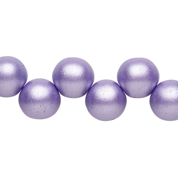 Bead, Preciosa, Czech pressed glass druk, opaque satin purple, 10mm top-drilled round. Sold per pkg of 10. image number 0