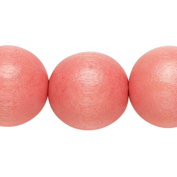 Bead, Taiwanese cheesewood (dyed / waxed), orange, 19-20mm round. Sold per 15-1/2" to 16" strand. image number 0