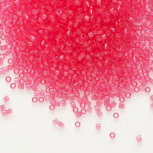 Seed bead, Delica®, glass, pkg/250g, #11 round, transparent outside dyed bubblegum pink (DB-1308). image number 0