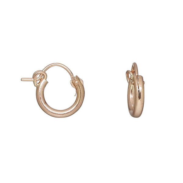 Earring, 14Kt rose gold-filled, 12mm hoop with latch back closure. Sold per pair. image number 0