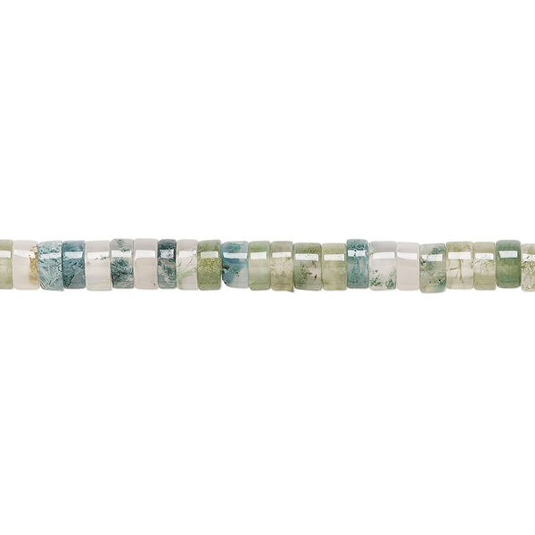 Moss agate 1pkg1, heishi bead natural 15.5-16 inch 4x2mm image number 0