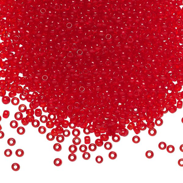 Seed bead, Preciosa Ornela Czech glass, pkg/50g, #11 rocaille, transparent red, (90070). image number 0