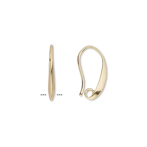 Ear wire fishhook 1pkg100 gold-plated, 16mm / hidden open loop, 20 gauge brass 50 pair image number 0