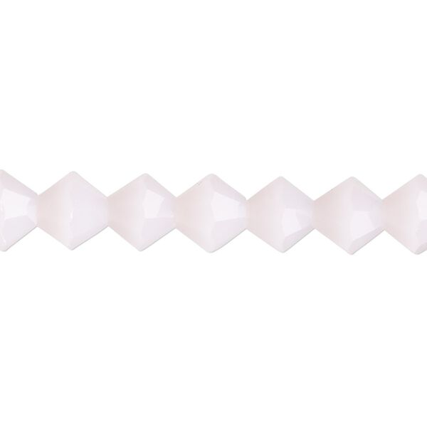 Bead, glass, translucent pastel pink, 8mm bicone with 0.6-0.8mm hole. Sold per 15-1/2" to 16" strand. image number 0