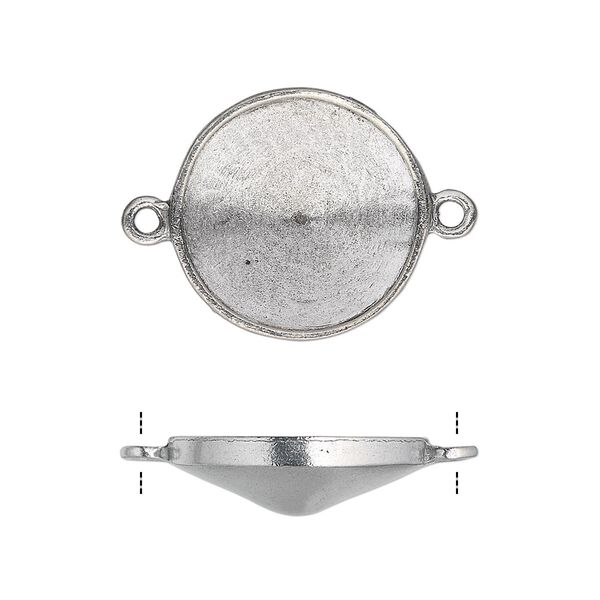 Link, Almost Instant Jewelry®, antiqued pewter (tin-based alloy), 21mm round with 18mm rivoli setting. Sold individually. image number 0