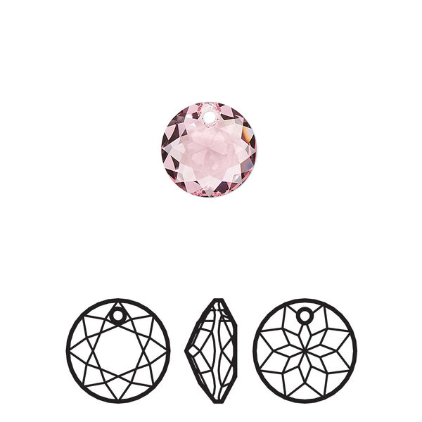 Drop 2pk light rose, Crystal Passions® 10mm pendant classic cut 6430 image number 0