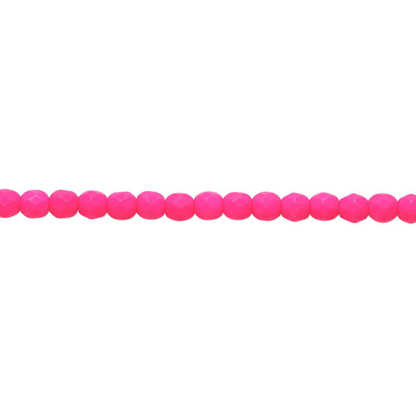 Bead, Preciosa, Czech painted fire-polished glass, matte neon pink, 3mm faceted round. Sold per 8-inch strand, approximately 65 beads. image number 0