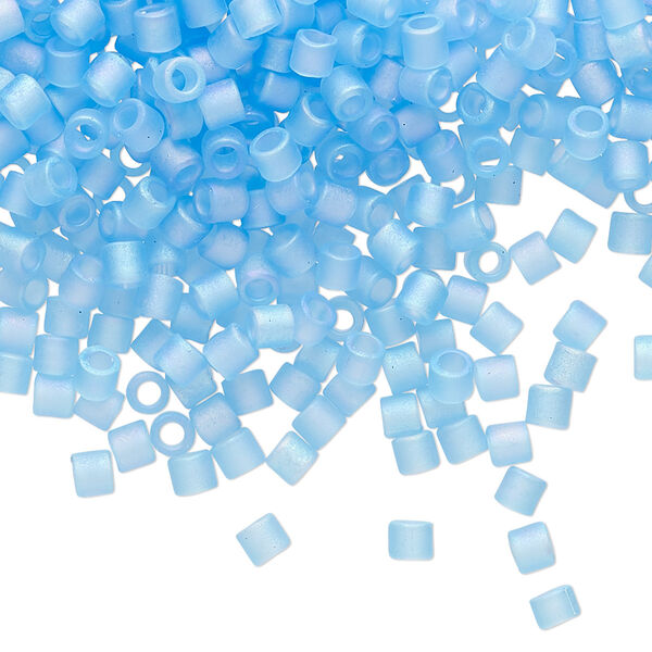 Seed bead, Delica®, glass, pkg/50g, #8 round, translucent matte rainbow aqua (DBL-0861). image number 0