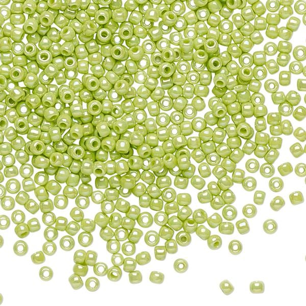 Seed bead, TOHO BEADS®, glass, pkg/50g, #11 round, opaque rainbow sour apple (TR-11-404). image number 0