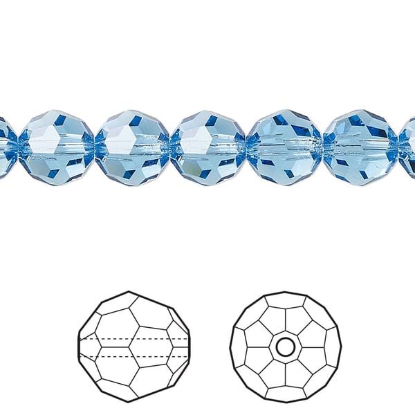 Bead 12pk cool blue, Crystal Passions® Regenerated 8mm round 5000 image number 0