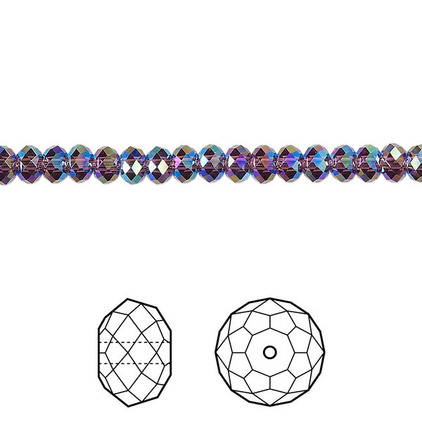 Bead 720pk amethyst shimmer 2X, Swarovski® 4x3mm rondelle 5040 image number 0