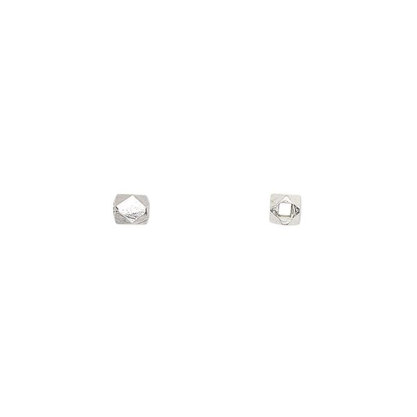 Bead, Hill Tribes, sterling silver, 3mm faceted cube. Sold per pkg of 10. image number 0