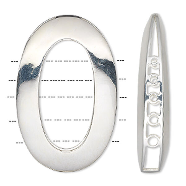 Sterling silver open oval focal, 5-loops, 50x33mm. Sold individually. image number 0