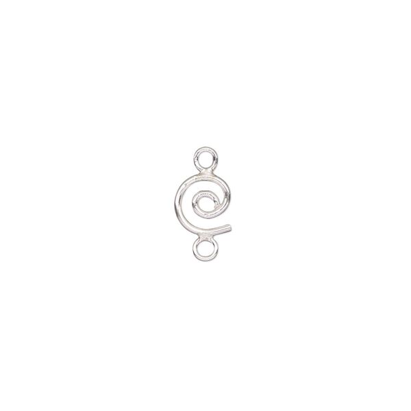Link, sterling silver, 12x6mm round swirl. Sold per pkg of 2. image number 0