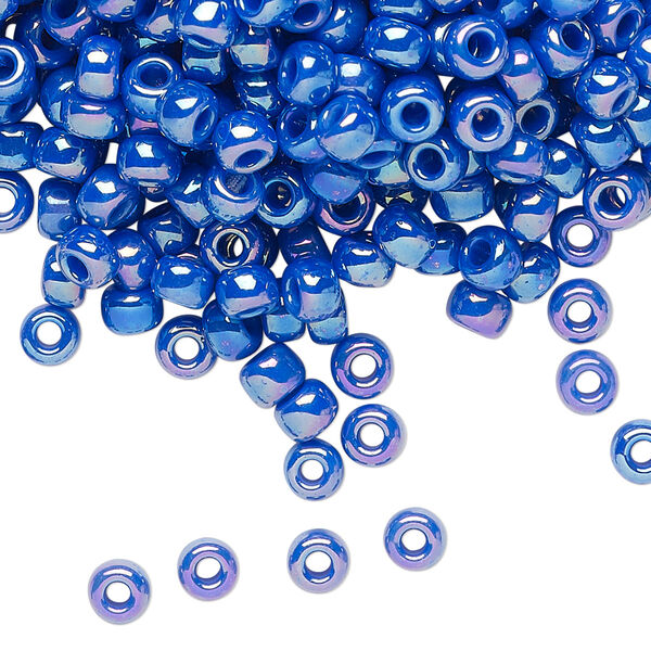 Seed bead, Miyuki, glass, pkg/250g, #6 rocaille, opaque rainbow cyan blue, (RR-483D). image number 0