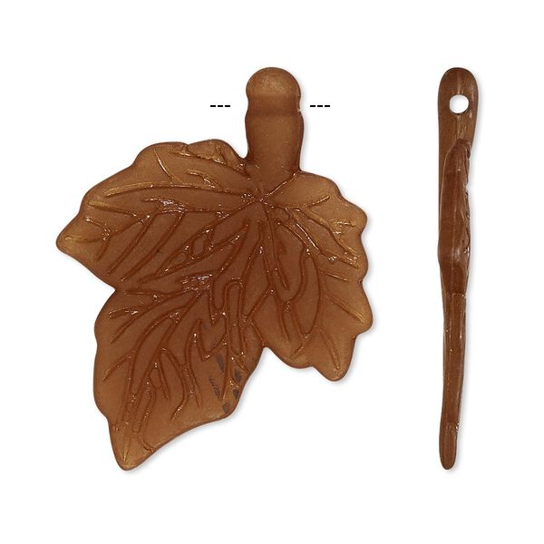 Focal, acrylic, frosted brown, 33x26mm side-drilled leaf. Sold per pkg of 50. image number 0