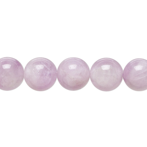Kunzite 1pkg1, hand-cut round bead natural B grade, 8 inch 10mm image number 0