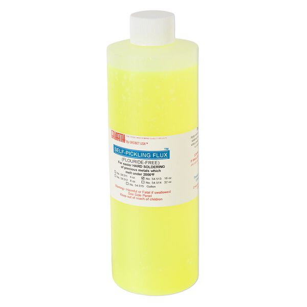 Self-pickling liquid flux, Griffith, boric acid, pkg/16-ounce bottle, blue/grey/yellow. image number 0