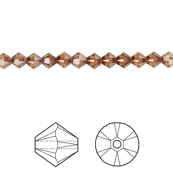Bead 48pk light amber, Crystal Passions® 4mm bicone 5328 image number 0