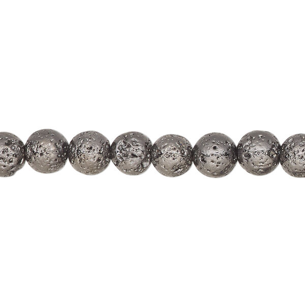 Lava rock 1pkg1, electrocoated round bead 15.5-16 inch 6-7mm image number 0