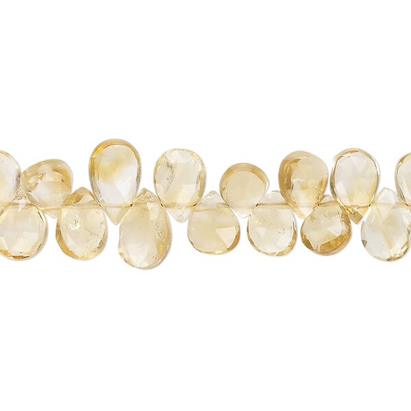 Citrine 1pkg1, hand-cut top-drilled faceted puffed teardrop bead 8 inch 6x4mm-9x6mm image number 0