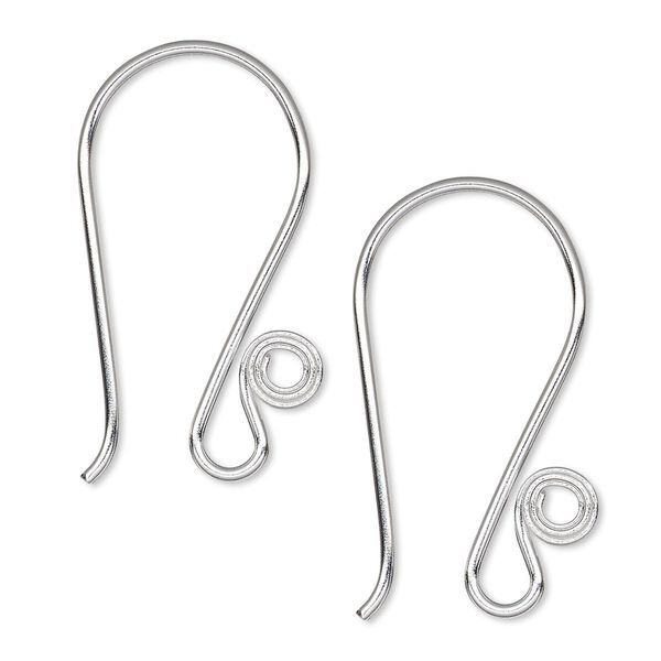 Ear wire fishhook 1pkg4 Hill Tribes silver-plated, 30mm / open loop / spiral, 18 gauge brass 2 pair image number 0