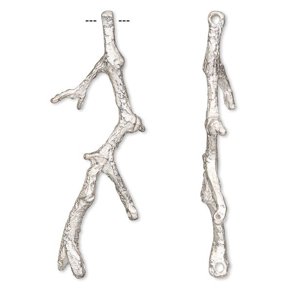 Focal, silver-plated brass, 51x18mm branch, 3 loops. Sold individually. image number 0