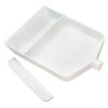 Funnel tray, plastic, white, pk/1, 8-1/5 x 6 x 1 inch rectangle with 11mm funnel tube and pop-off cap. image number 2