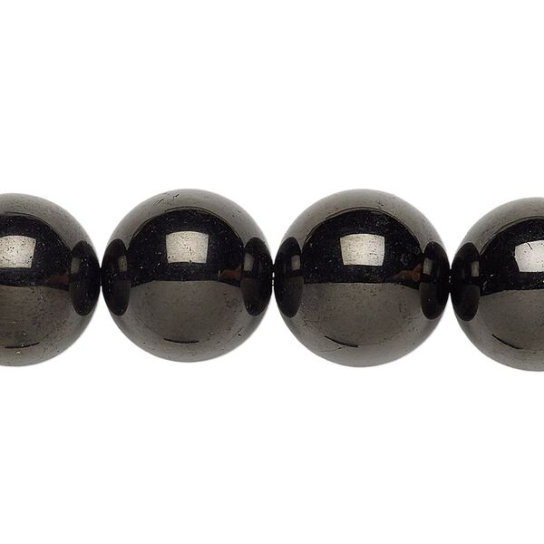 Jet 1pkg1, round bead natural 15.5-16 inch 14mm image number 0