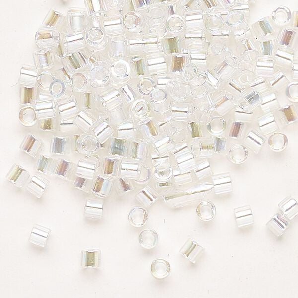 Seed bead, Delica®, glass, pkg/7.5g, #8 round, translucent rainbow crystal clear (DBL-0051). image number 0
