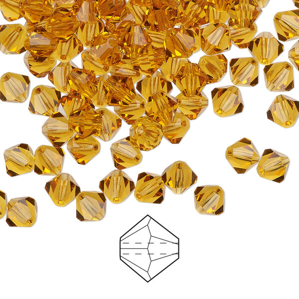 Bead 24pk topaz, Preciosa Czech crystal 5mm bicone image number 0