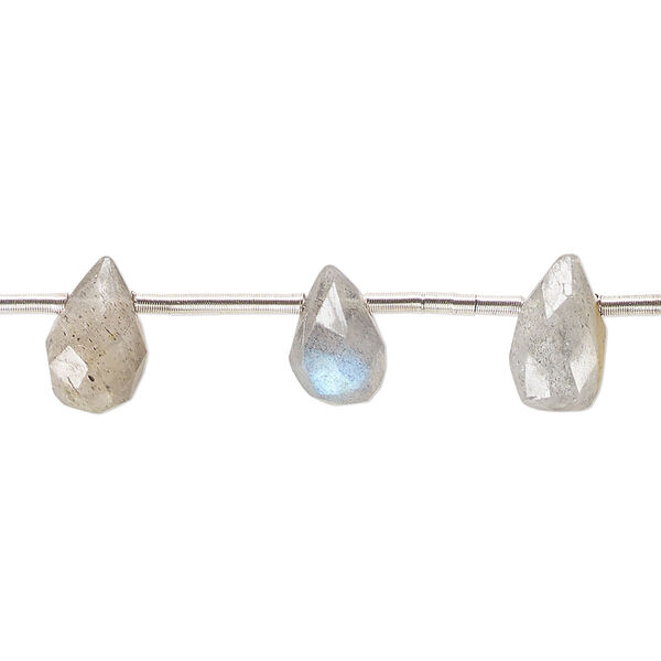 Labradorite 1pkg12, hand-cut top-drilled faceted teardrop bead natural 6x4mm-13x7mm image number 0