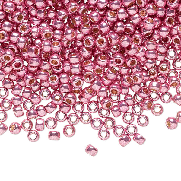 Seed bead, TOHO BEADS®, glass, pkg/250g, #8 round, opaque galvanized PermaFinish pink lilac (TR-08-PF553). image number 0