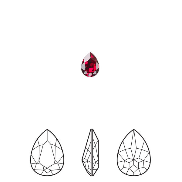 Fancy stone 2pk Siam foil back, Crystal Passions® 6x4mm pear 4320 image number 0