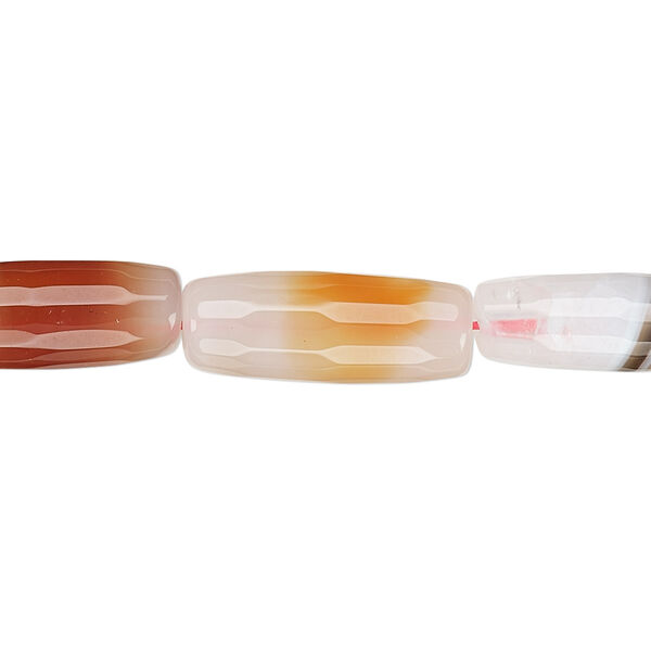 Red / black agate 1pkg1, faceted round tube bead 15 inch 19x7mm-20x8mm image number 0